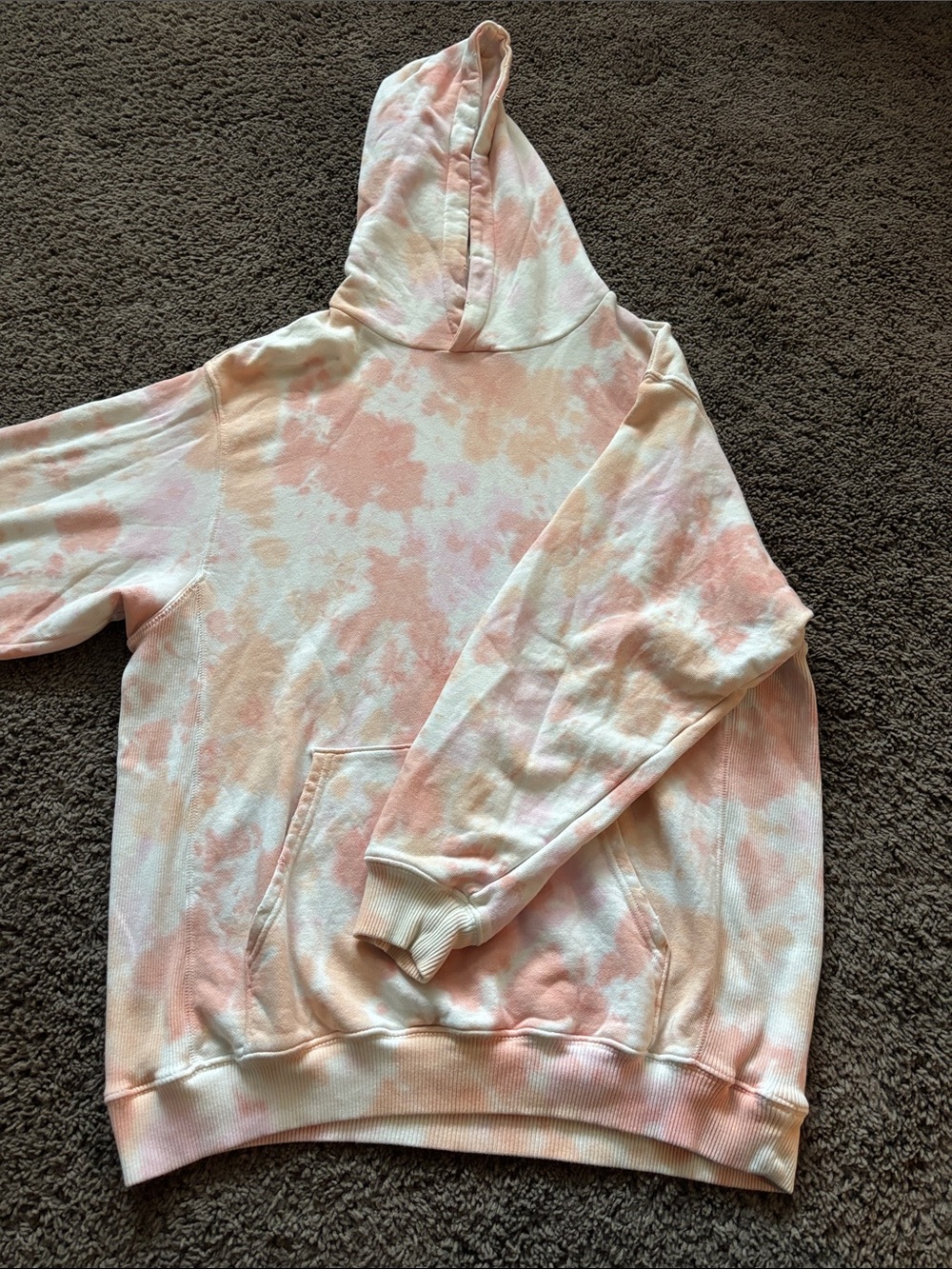 Tie-Dye Pink & Cream Hoodie Sweater